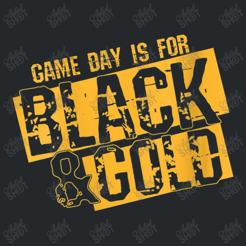 Womens Black Gold Game Day Group  For High School Football Vneck Crewneck Sweatshirt by Artist-Shannon | Artistshot