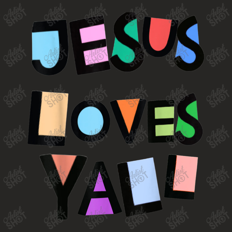 Jesus Loves Yall Pink Belief Faith Womens Girls Kids Church Graphic Ladies Fitted T-Shirt by Aria-Proctor | Artistshot