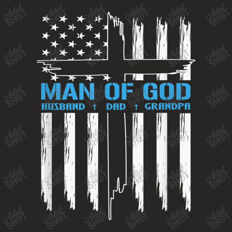 Man Of God Cross American Flag Jesus Christian Tee Poster Ladies Fitted T-Shirt by Aria-Proctor | Artistshot