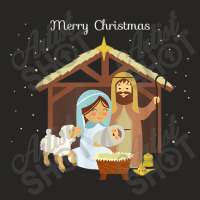 Merry Christmas & Nativity Scene Christian Faith Holiday Men Women Ladies Fitted T-shirt | Artistshot