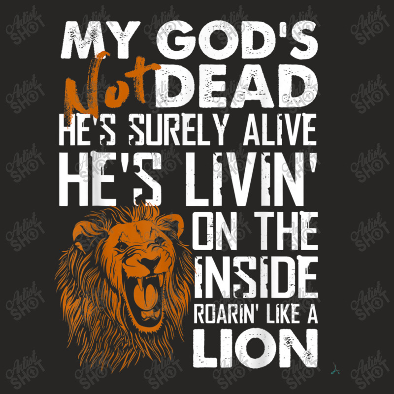 My God's Not Dead Lion Christian Christ Cross Faith Art Ladies Fitted T-Shirt by Aria-Proctor | Artistshot