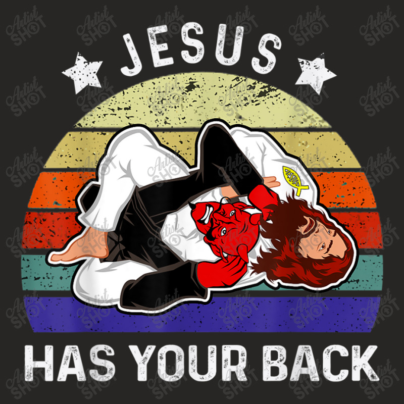 Brazilian Jiu Jitsu  Jesus  Jesus Has Your Back Ladies Fitted T-Shirt by TyDesign | Artistshot