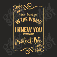 Pregnancy Announcement Bible Verse I Knew You Jeremiah 15 Graphic Musi Ladies Fitted T-shirt | Artistshot