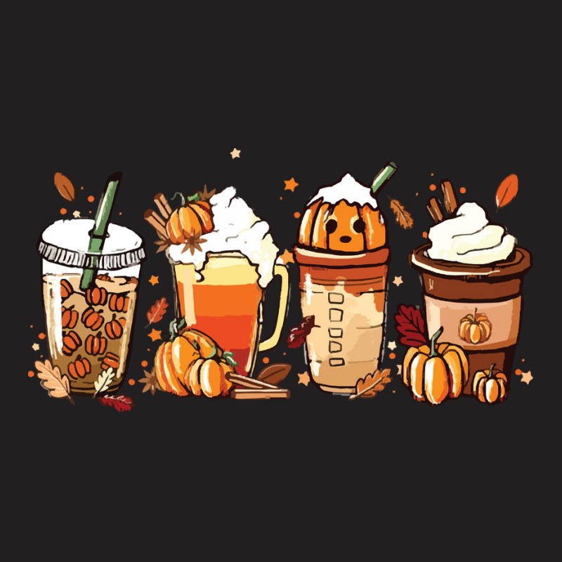 Halloween T  Shirt Fall Coffee P N G Pumpkin Spice Latte Iced Warm Coz T-shirt | Artistshot