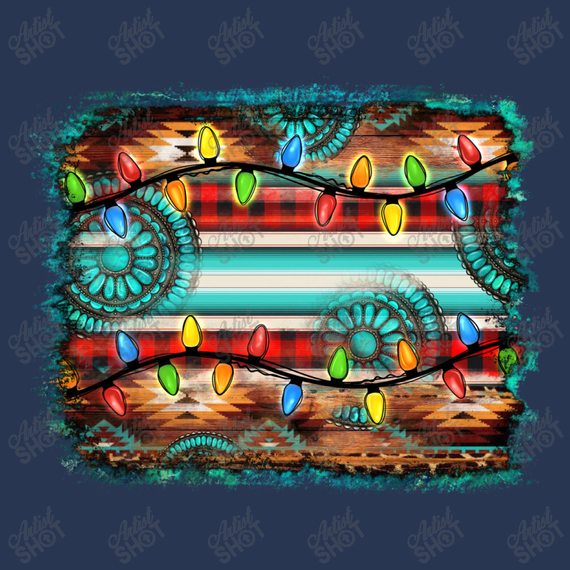 Turquoise Aztec Serape Christmas Background Ladies Denim Jacket | Artistshot