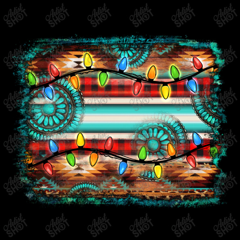 Turquoise Aztec Serape Christmas Background Cropped Sweater | Artistshot