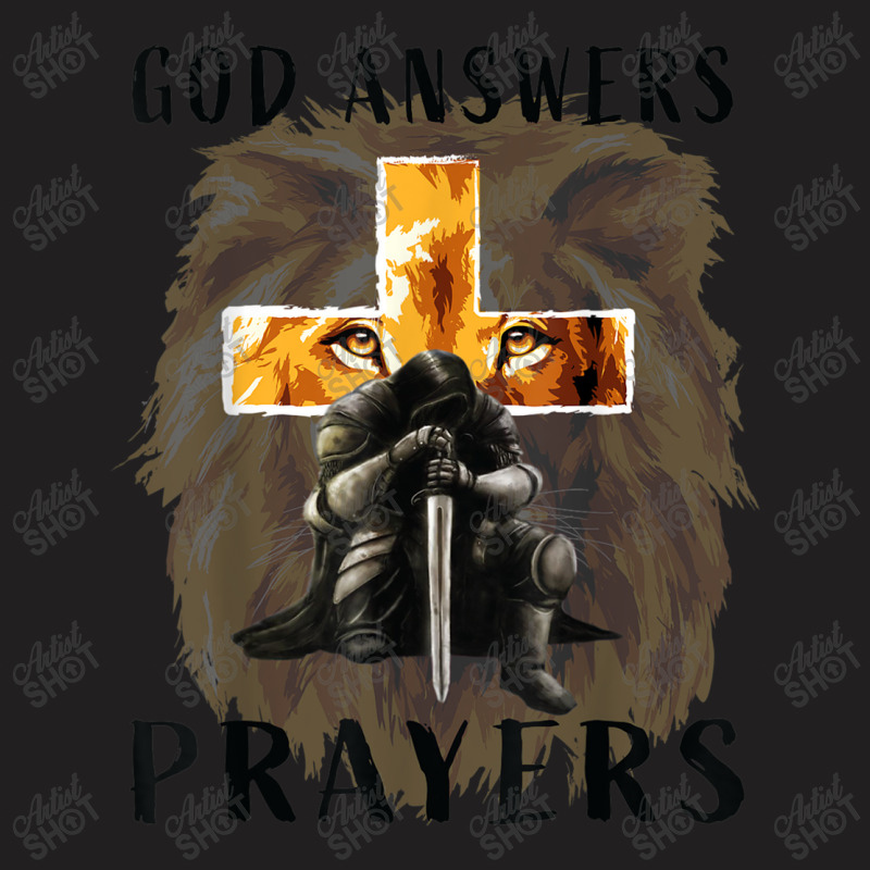 God Answers Prayers Warrior Men Christian Cross Lion Graphic T-shirt | Artistshot