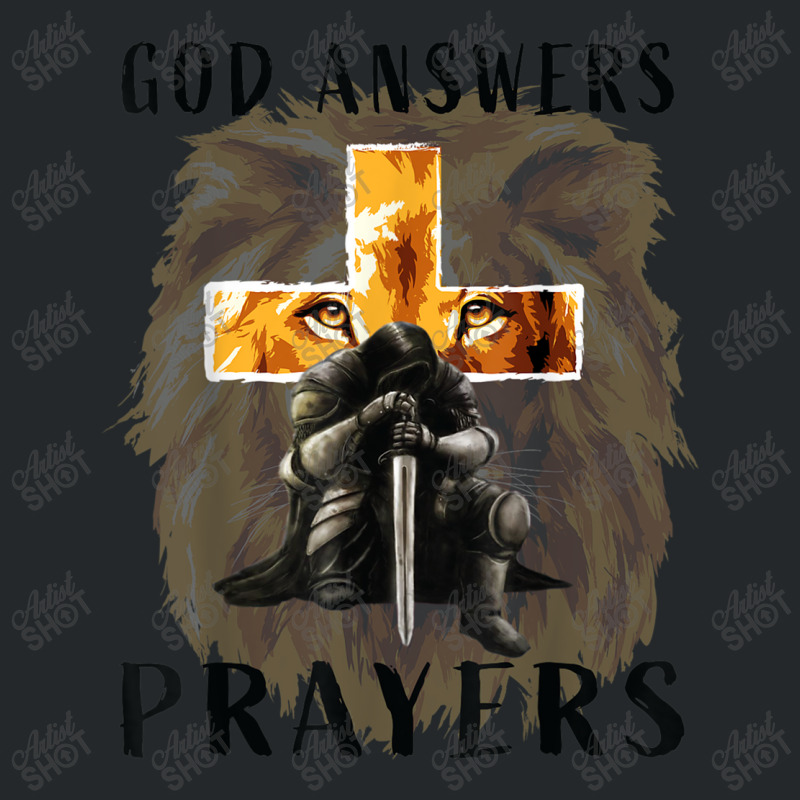 God Answers Prayers Warrior Men Christian Cross Lion Graphic Crewneck Sweatshirt | Artistshot