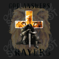 God Answers Prayers Warrior Men Christian Cross Lion Graphic Classic T-shirt | Artistshot