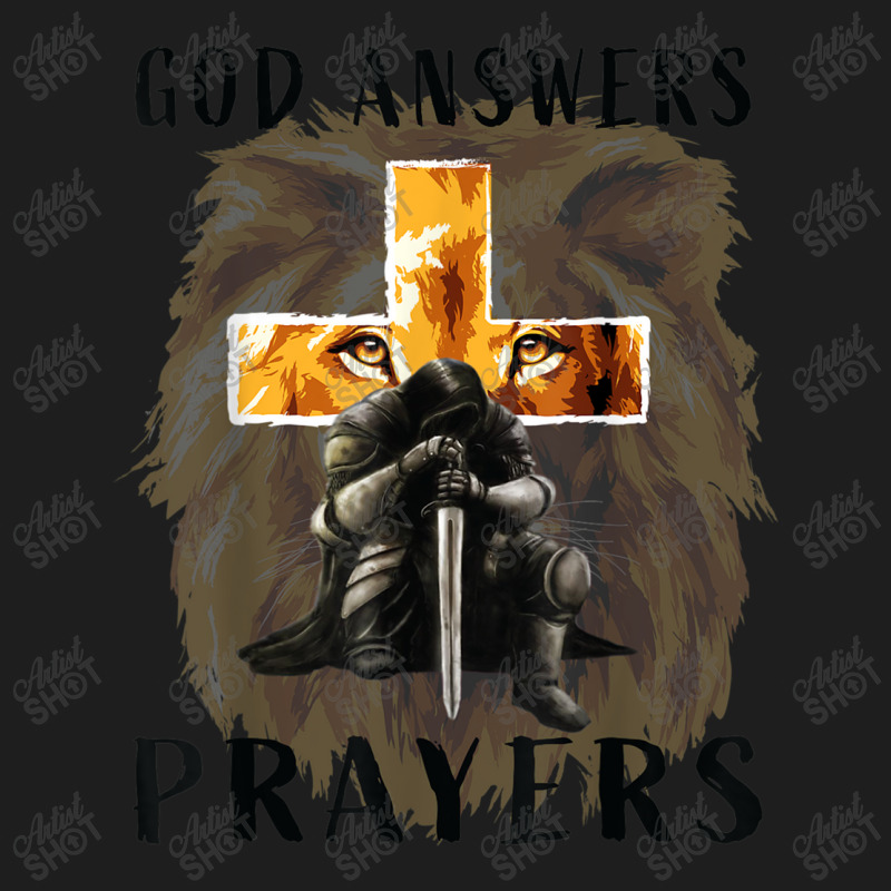 God Answers Prayers Warrior Men Christian Cross Lion Graphic Classic T-shirt | Artistshot