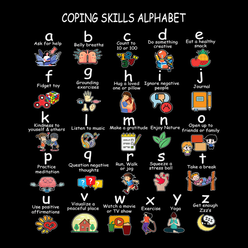 Mental Health Awareness Coping Skills Alphabet Kids Teens T Shirt Adjustable Cap | Artistshot