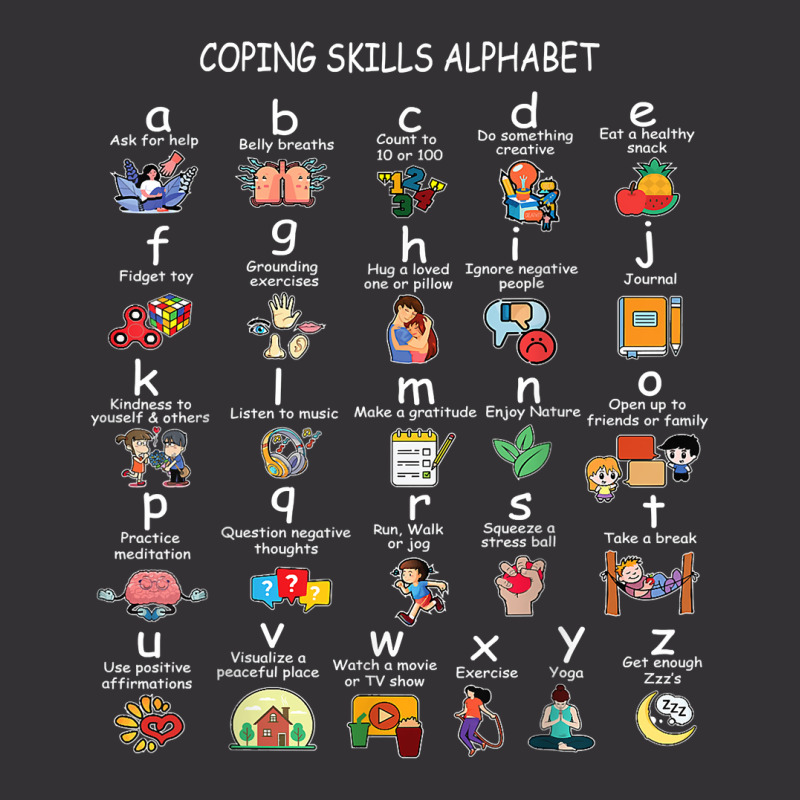 Mental Health Awareness Coping Skills Alphabet Kids Teens T Shirt Vintage Short | Artistshot