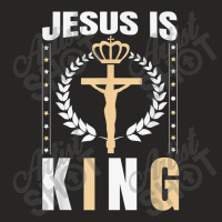 Religious Jesus Is King Christian Church Lord Believer Gifts Men Ladies Fitted T-shirt | Artistshot