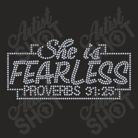 She Is Fearless Proverbs 31 25 Rhinestone Funny Christian Music Vintag Ladies Fitted T-shirt | Artistshot