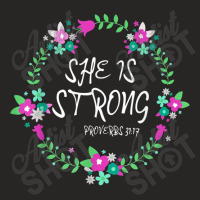 She Is Strong Proverbs 3125 - Bible Verse Floral Wreath Day Gift Ladies Fitted T-shirt | Artistshot