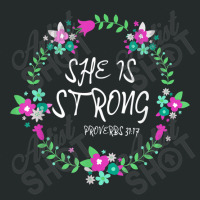 She Is Strong Proverbs 3125 - Bible Verse Floral Wreath Day Gift Women's Triblend Scoop T-shirt | Artistshot