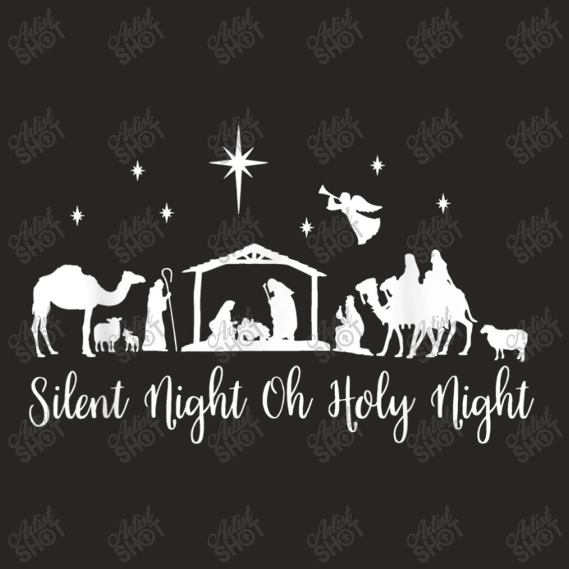 Silent Night Holy Night Nativity Religious Christmas Animations Charac Ladies Fitted T-Shirt by Aria-Proctor | Artistshot