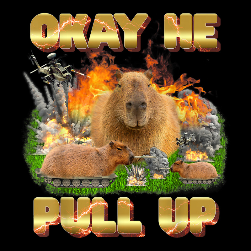 Okay He Pull Up Tee Capybara Fire Tee Capybara Lover Gift T Shirt Men's Long Sleeve Pajama Set | Artistshot