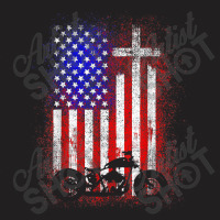 Vintage Motor Bike Usa Flag Christian Faith For Bikers Retro Vintage T-shirt | Artistshot