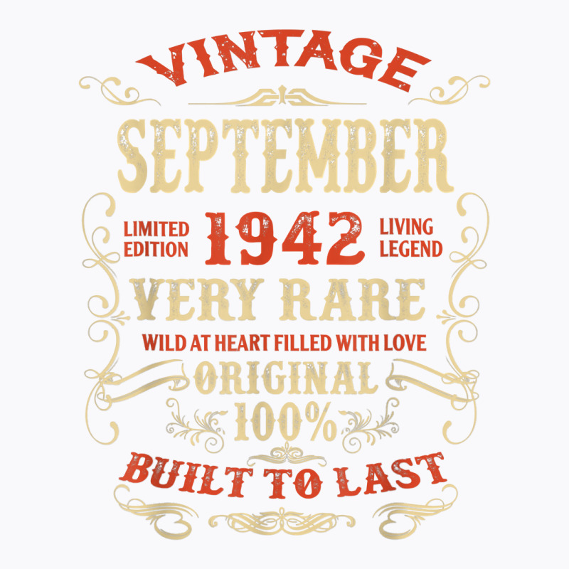 Vintage 80 Years Old September 1942 80th Bday Gift Idea T Shirt T-shirt | Artistshot