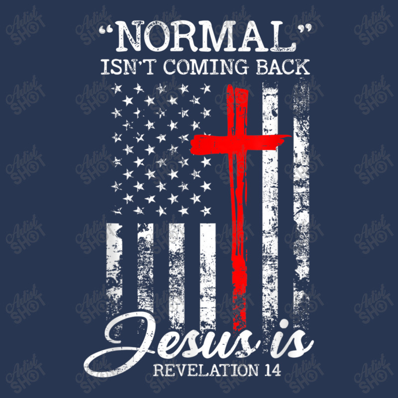 Normal Isn't Coming Back But Jesus Is Revelation 14 Usa Flag Ladies Denim Jacket by TyDesign | Artistshot