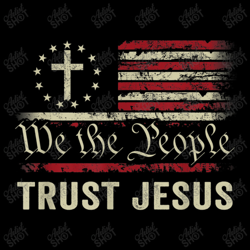 We The People Trust Jesus - Usa Flag Christian Patriotic Music Retro Pocket T-Shirt by Aria-Proctor | Artistshot