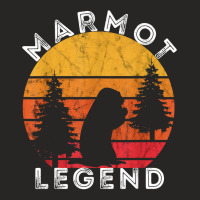 Marmot Legend Woodchuck Groundhog Retro Vintage Sunset T Shirt Ladies Fitted T-shirt | Artistshot