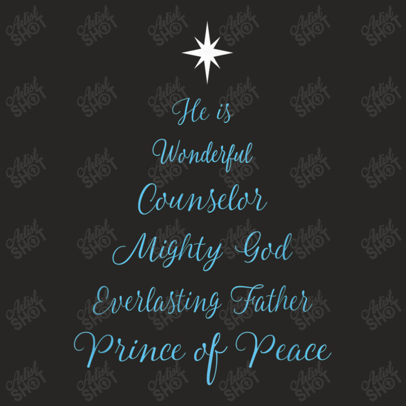 Wonderful Counselor Bible Scripture Christmas Christian Tree Funny Gif Ladies Fitted T-Shirt by Aria-Proctor | Artistshot