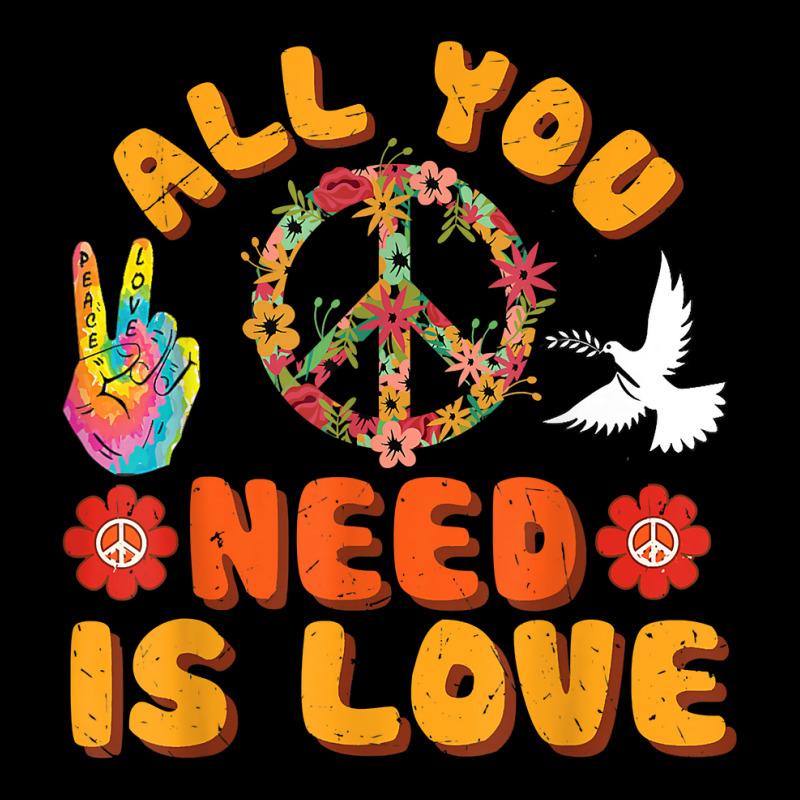 All You Need Is Love Peace Sign Tie Dye Hippy Retro 60s 70s T Shirt Atv ...