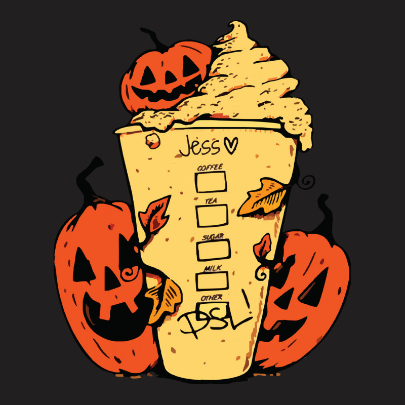 Halloween T  Shirt Fall Coffee P N G Pumpkin Spice Latte Iced Warm Coz T-shirt | Artistshot