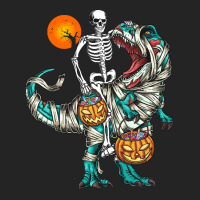 Halloween T  Shirt Halloween Skeleton Riding Mummy Dinosaur T Rex Pump 3/4 Sleeve Shirt | Artistshot