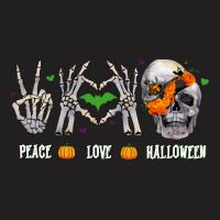 Funny Halloween Gift T  Shirt Skeleton Peace Love Halloween T  Shirt T-shirt | Artistshot