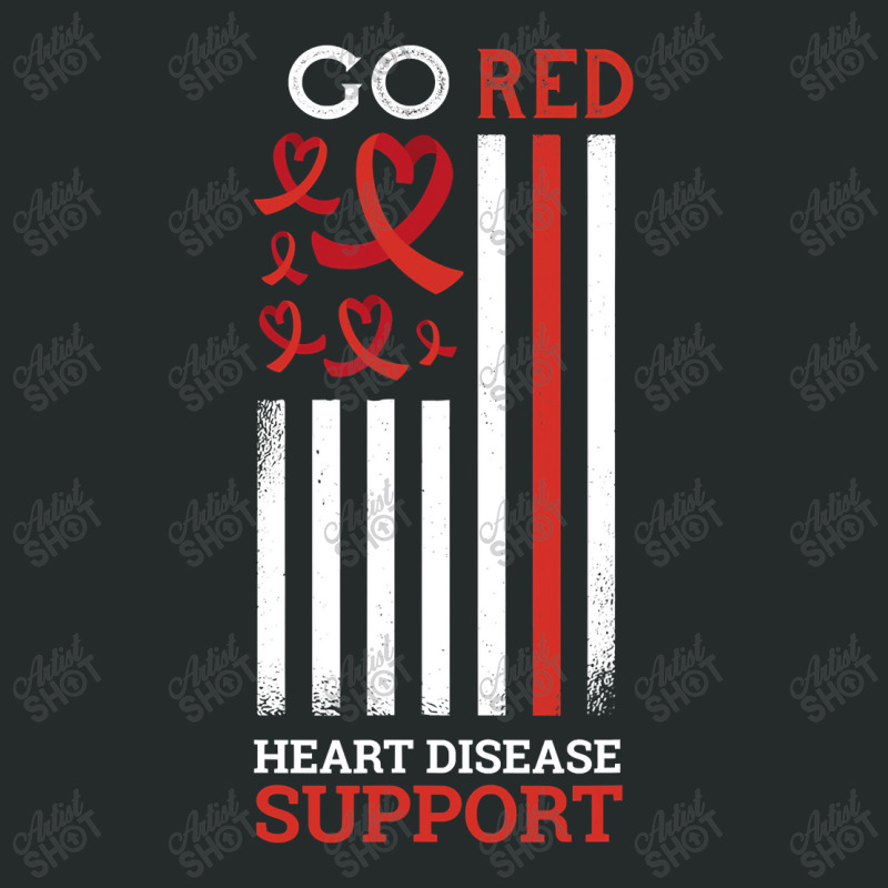 Go Red Heart Disease Support Heart Disease Awareness Gifts Women's Triblend Scoop T-shirt by moonlight2270 | Artistshot