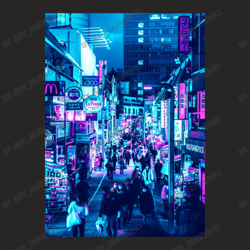 Tokyo Neon Night Synthwave Ladies Fitted T-Shirt by Jeff_Nugroho | Artistshot