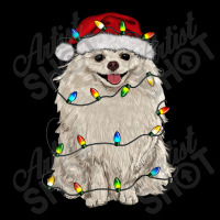 White Pomeranian With Christmas Lights Men's Long Sleeve Pajama Set | Artistshot