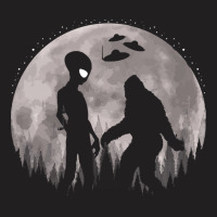 Bigfoot T Shirtbigfoot And Alien Ufos Moon T Shirt T-shirt | Artistshot