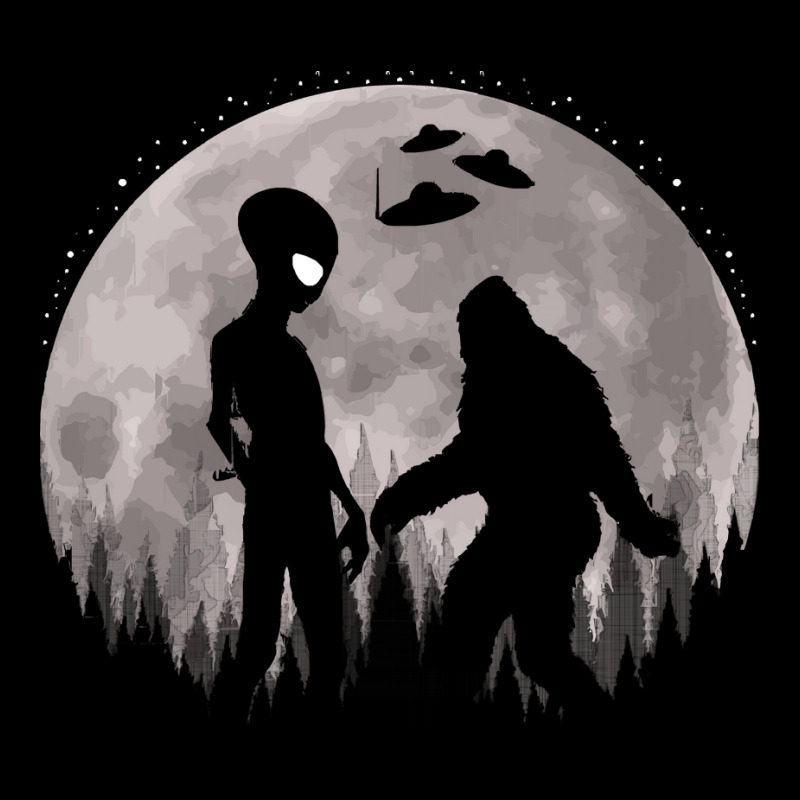 Bigfoot T Shirtbigfoot And Alien Ufos Moon T Shirt Long Sleeve Shirts | Artistshot