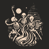 Halloween T  Shirt Skeletons Dancing Around A Fire Under The Moon T  S Ladies Fitted T-shirt | Artistshot