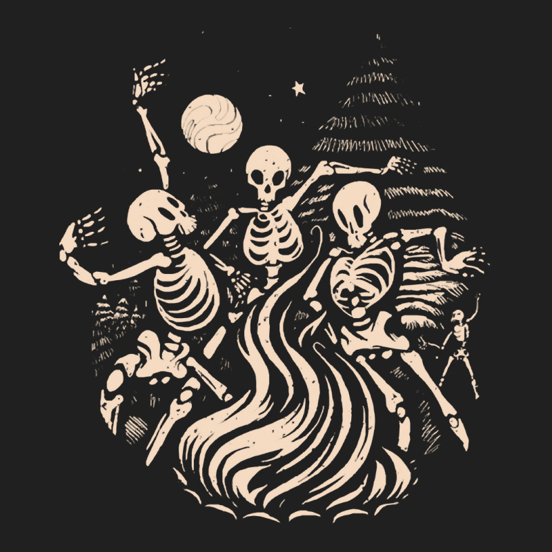 Halloween T  Shirt Skeletons Dancing Around A Fire Under The Moon T  S Ladies Polo Shirt by armunsightly | Artistshot