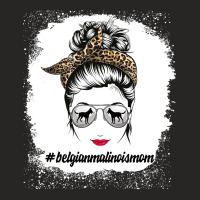 Belgian Malinois Dog Mom Bleached Messy Bun Leopard Women Pullover Hoo Ladies Fitted T-shirt | Artistshot