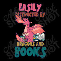 Easily Distracted By Dragon And Books Funny Dragon Designs Gift Men Adjustable Cap | Artistshot