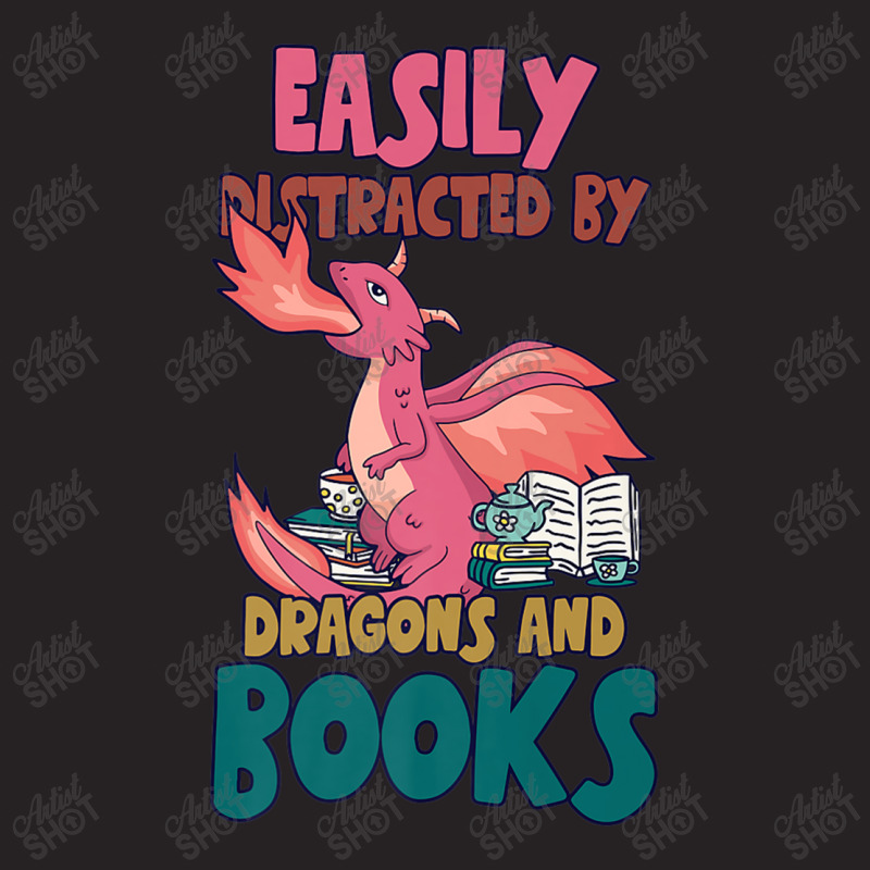 Easily Distracted By Dragon And Books Funny Dragon Designs Gift Men Vintage Cap by HailieDesign | Artistshot