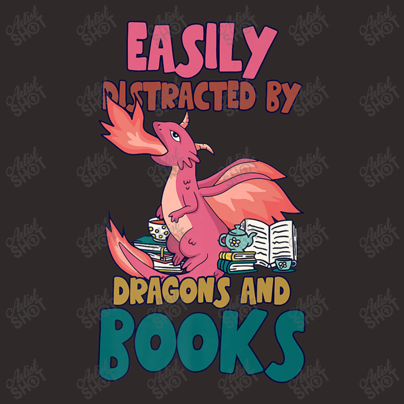 Easily Distracted By Dragon And Books Funny Dragon Designs Gift Men Racerback Tank by HailieDesign | Artistshot