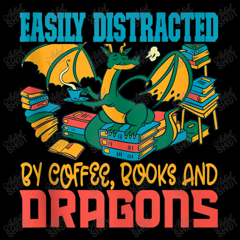 Easily Distracted Coffee Books And Dragons Lover Girls Boys Funny Gift Adjustable Cap by HailieDesign | Artistshot