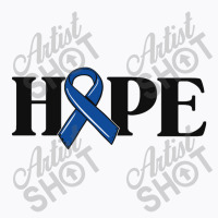 Hope Colon Cancer Awareness Blue Ribbon Crc Faith Love T-shirt | Artistshot