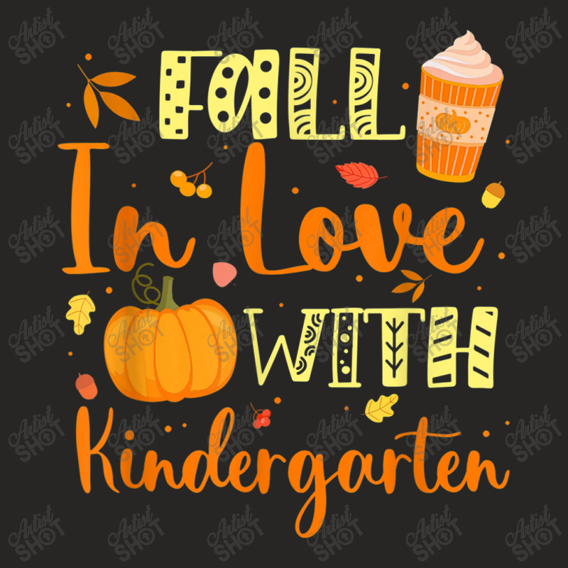 Fall In Love With Kindergarten Pumpkin Autumn Season Ladies Fitted T-Shirt by NathanielDesign | Artistshot