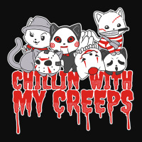 Chillin With My Creeps Cat Horror Serial Killer Halloween T Shirt Crop Top | Artistshot