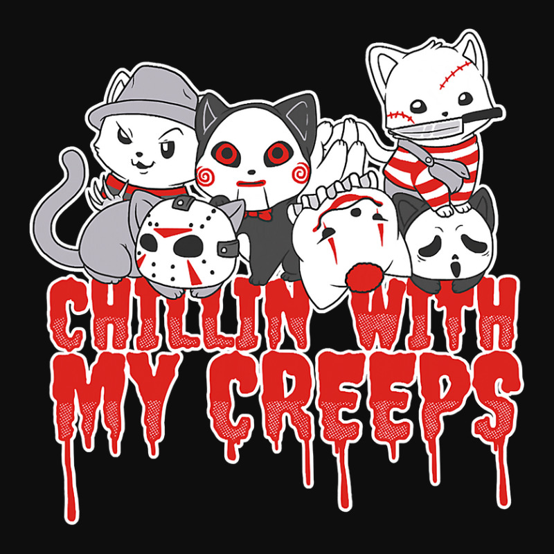 Chillin With My Creeps Cat Horror Serial Killer Halloween T Shirt Crop Top by DarleneLee89 | Artistshot