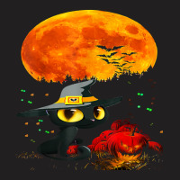 Black Cat Halloween Scary Pumpkins Full Moon Black Cat Lover 51 T-shirt | Artistshot