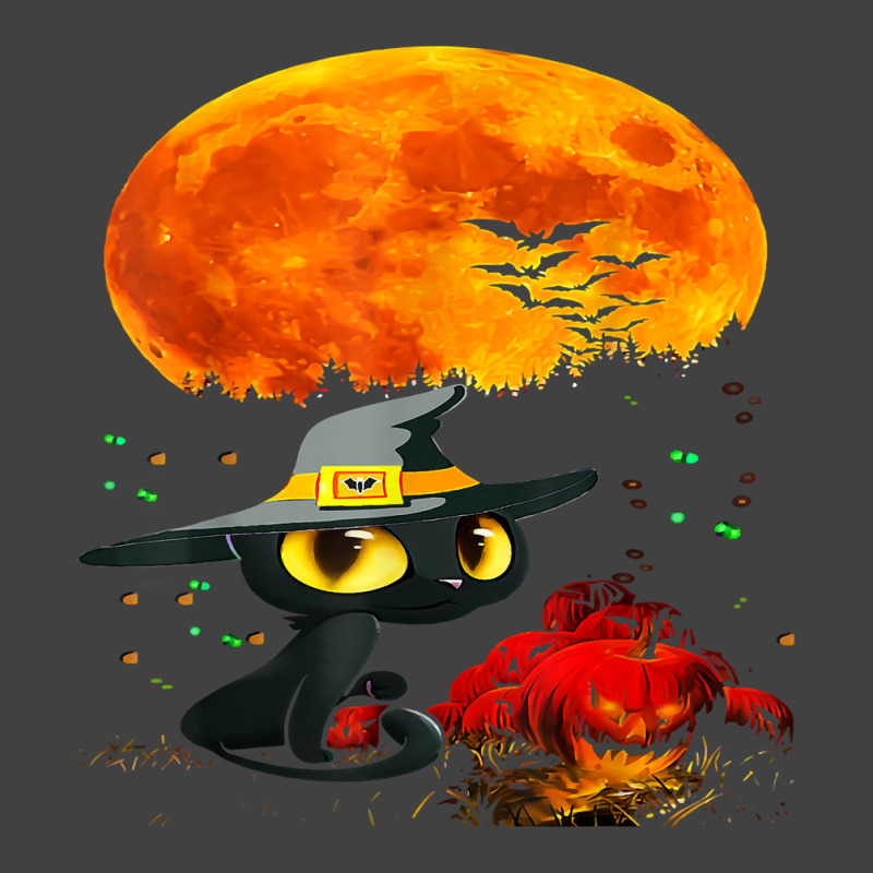 Black Cat Halloween Scary Pumpkins Full Moon Black Cat Lover 51 Vintage T-Shirt by MichaelAkins | Artistshot